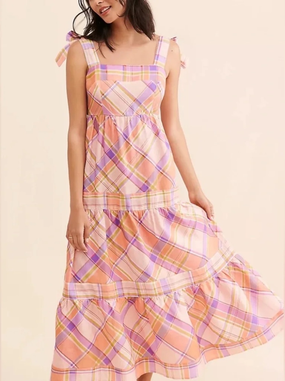 Kachel Tie Strap Linen Maxi Dress